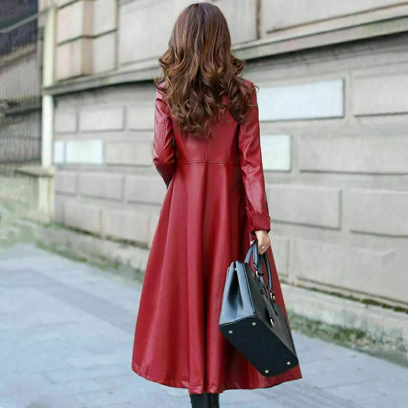RED Lambskin Leather Women Trench Coat  Handmade Formal Casual Stylish