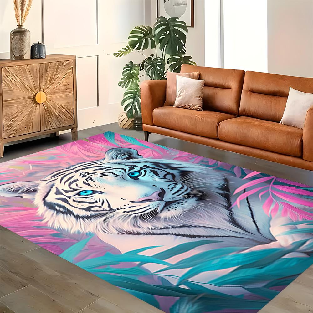 White Tiger Family for Living Room Rug, BedRoom Rug, Study Room Rug, Hallway Decoration, Perfect for Home Decoration or Holiday Gifts