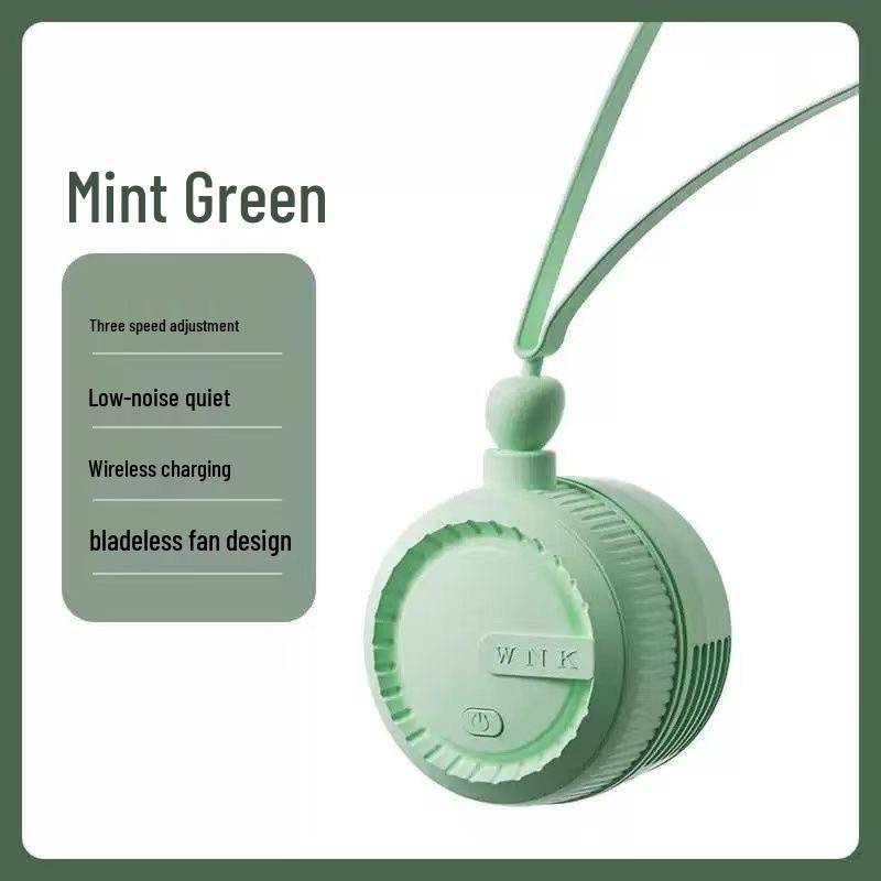USB Rechargeable Neck-Hanging Mini Fan with Silicone Strap - Portable Summer Cooling Solution