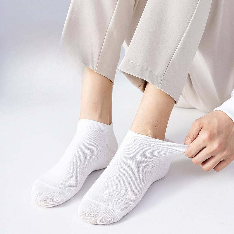 Men's Summer Solid-color Cotton Socks, Thin Boat Socks, Sports Short Socks, Antibacterial and Deodorizing Mesh Boat Socks, Breathable Socks