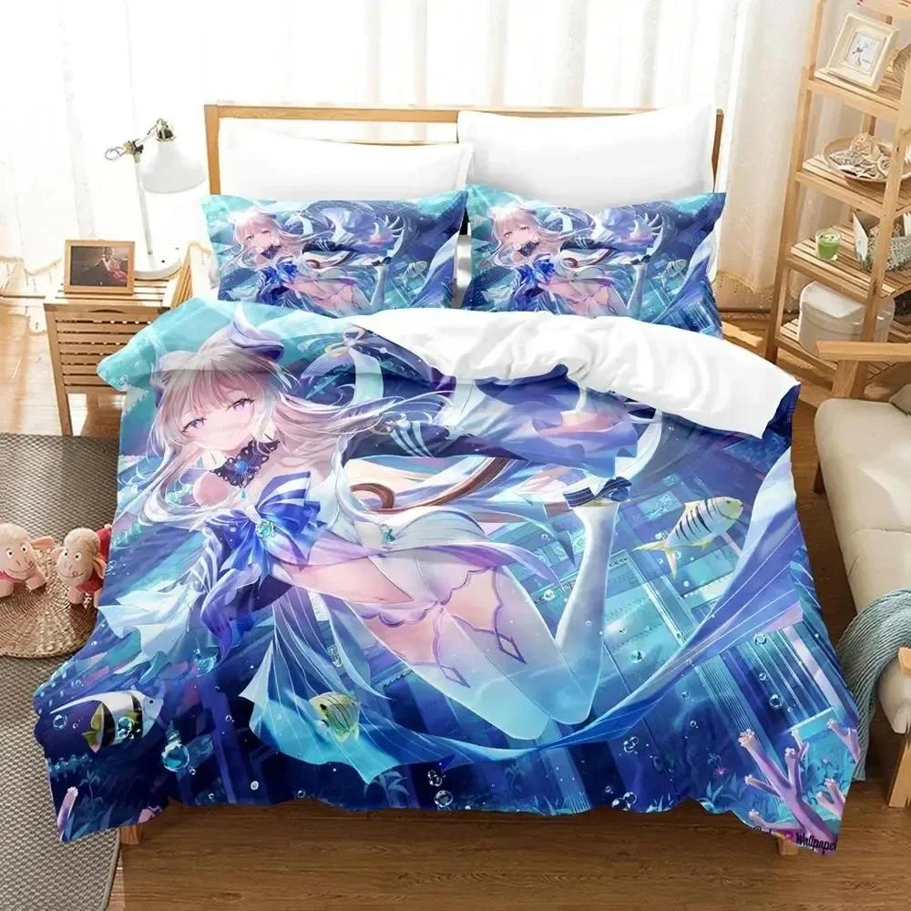 Anime Genshin Impact Sangonomiya Kokomi Sängkläder Set Sovrum Mjuk Modern Sängöverkast Bekväm Påslakan Täcke Örngott