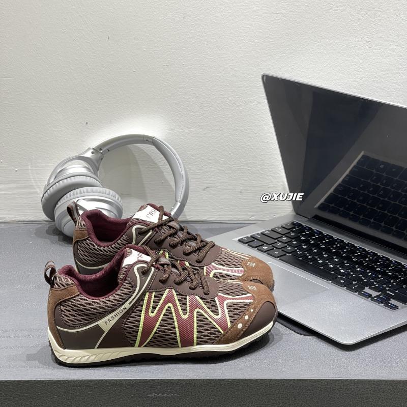 

Autumn new leather thick-soled color matching dad shoes versatile casual sports shoes jogging shoes women 40 коричневий