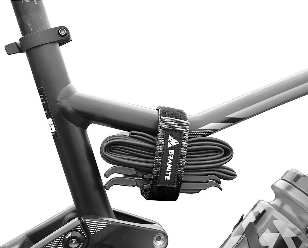Granite Rockband MTB Frame Carrier Straps for Inner Tubes and Bike Tool Kits Compatible with and Road Bikes - - Mountain, Cross, (Black)
