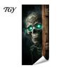 Halloween Yard Horror Accessories Wall Stickers Trash Can Decal Stickers, Spooky Skull Ghost Durable Facade Decals for Outdoor Garbage Cans,