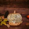 Rose gold glass pumpkin lantern Halloween Decor for Tables Centerpiec Lighted Collectible Thanksgiving Autumn Harvest Figurine