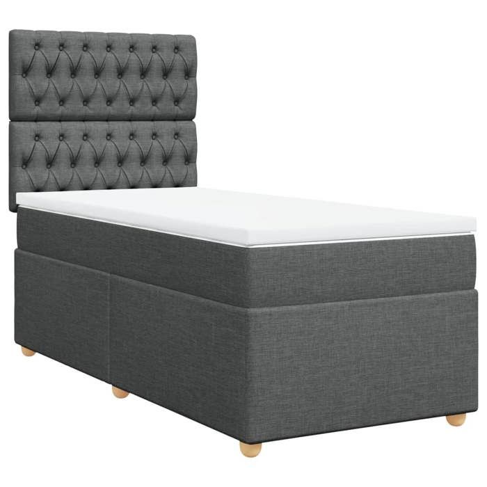 VidaXL Slat Bed Base with Mattress Dark Grey 100x200cm Fabric 3293499