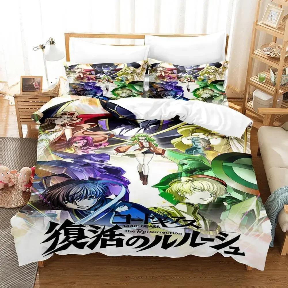 3D Print Code Geass Bedding Set,Duvet Cover Comforter Bed Set Quilt Cover Pillowcase,King Queen Twin Size Boys Girls Adultse