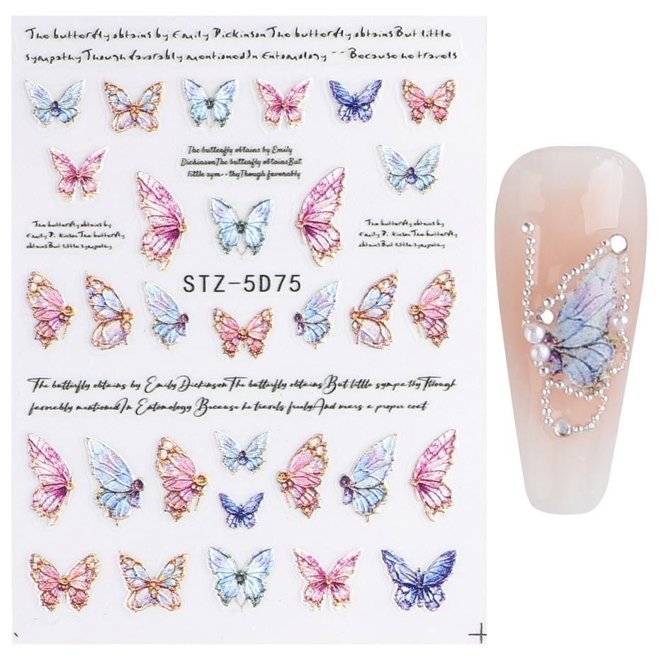 Embossed 5D Macaroon Color Nail Sticker Heart Star Clound Decal Nail Art Decoration