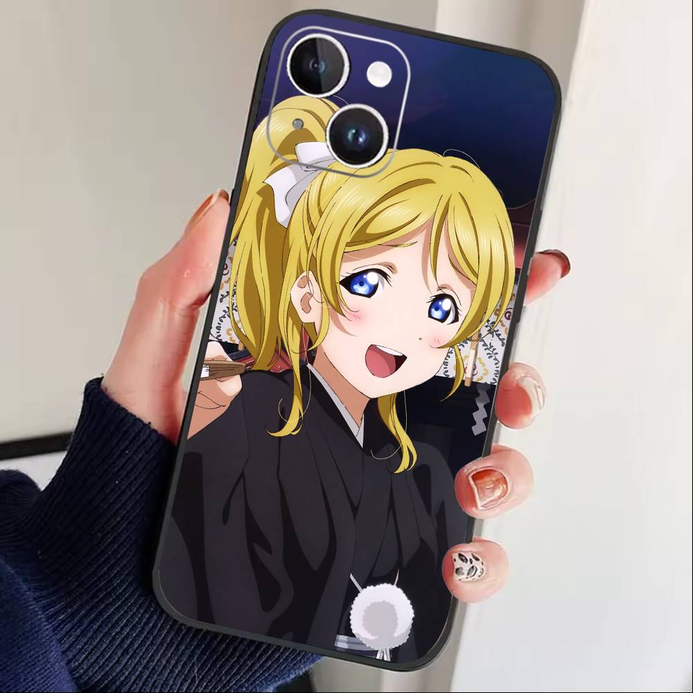 L-Love live-Ayase Eli Phone Case For iPhone 16,15,14,13,12,17,Pro Max,Plus Silicone Black Case