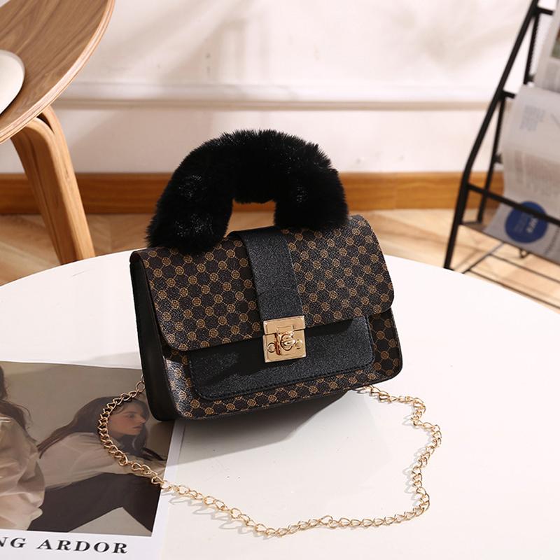 Сумка-тоут для женщин Мягкие пушистые плюшевые сумки через плечо Дизайнерские сумки с верхней ручкой Теплые кошельки 913₽