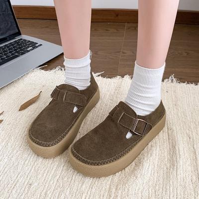 Suede Women Flats Shoes Plamform Designer Casual Shoes 2026 Autumn Buckle New Loafers Shoes Comfort Walking Femme Chaussures