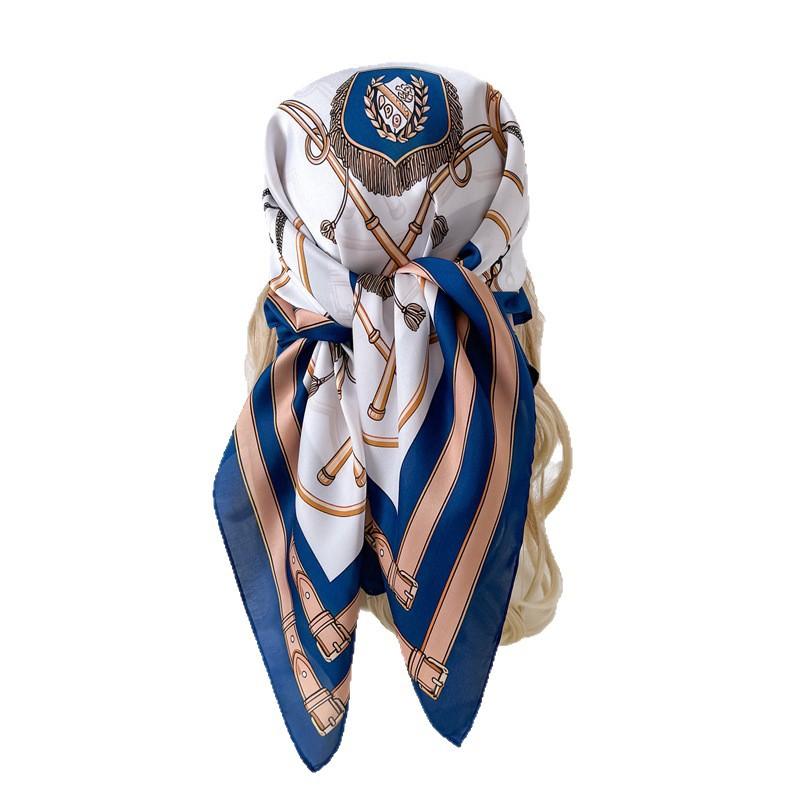 Chain Simulation Silk High-end Large Square Scarf Silk Scarf Printed Shawl Decorative Scarf Sunscreen Headscarf Scarf Female