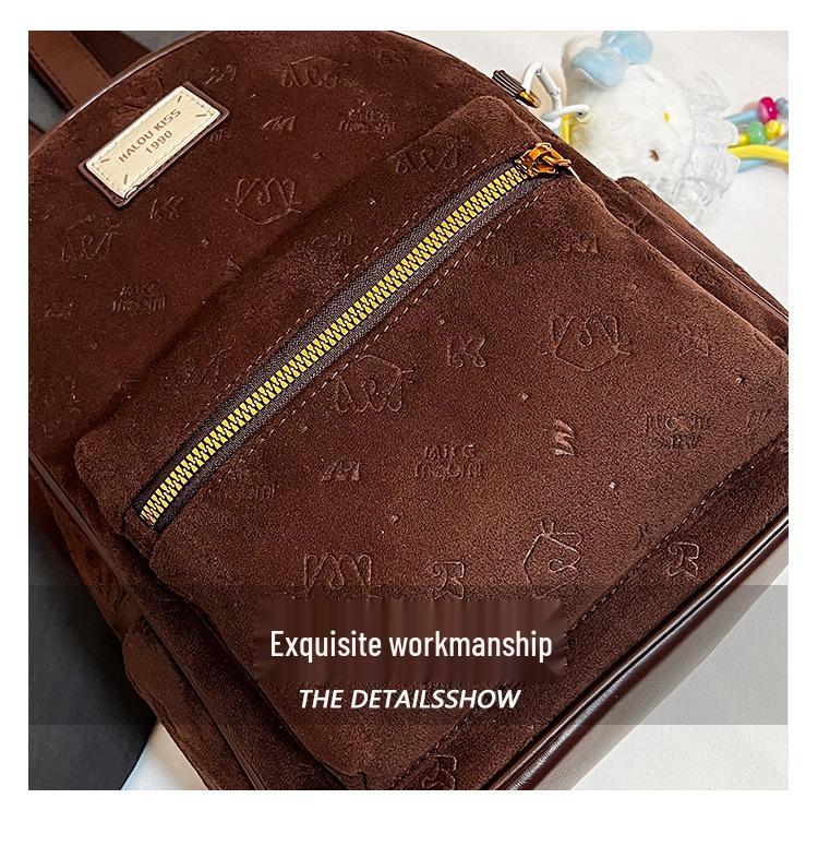 2025 American Retro Brown Large-Capacity Versatile Handbag Backpack