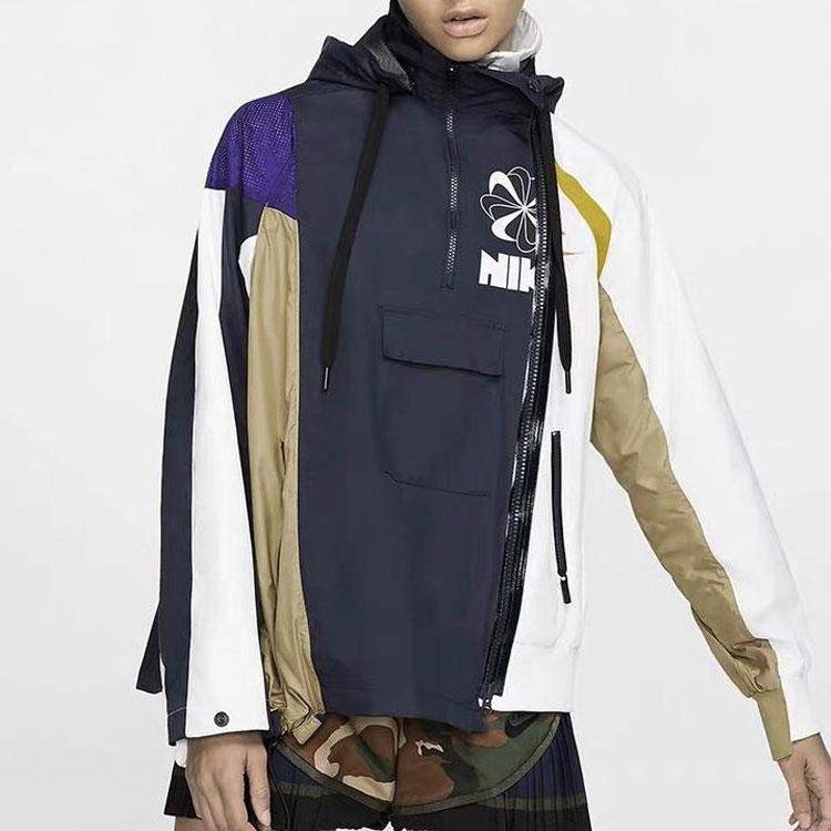 Nike Womens X Sacai Double-Zip Jacket Obsidian/Court Purple Unisex Outerwear Black CD6297-451