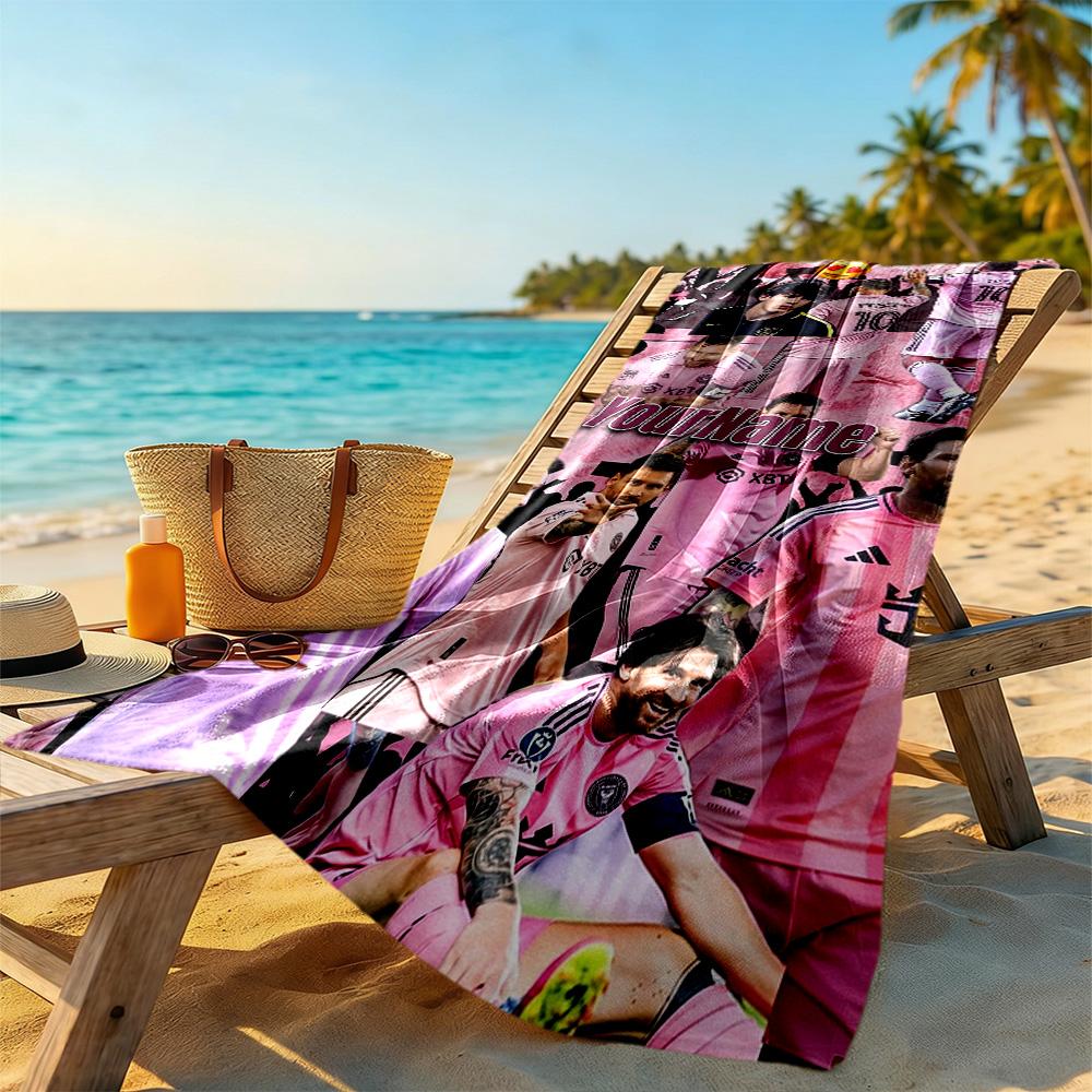 Messi Customized Name Beach Towel Quick-Dry Soft Microfiber Suitable for Swimming Gym Camping Yoga Vacation