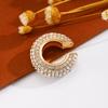 Retro Fashion C-Shaped Bling Ear Clips with Colored Diamonds - Trendy No-Pierce Earrings