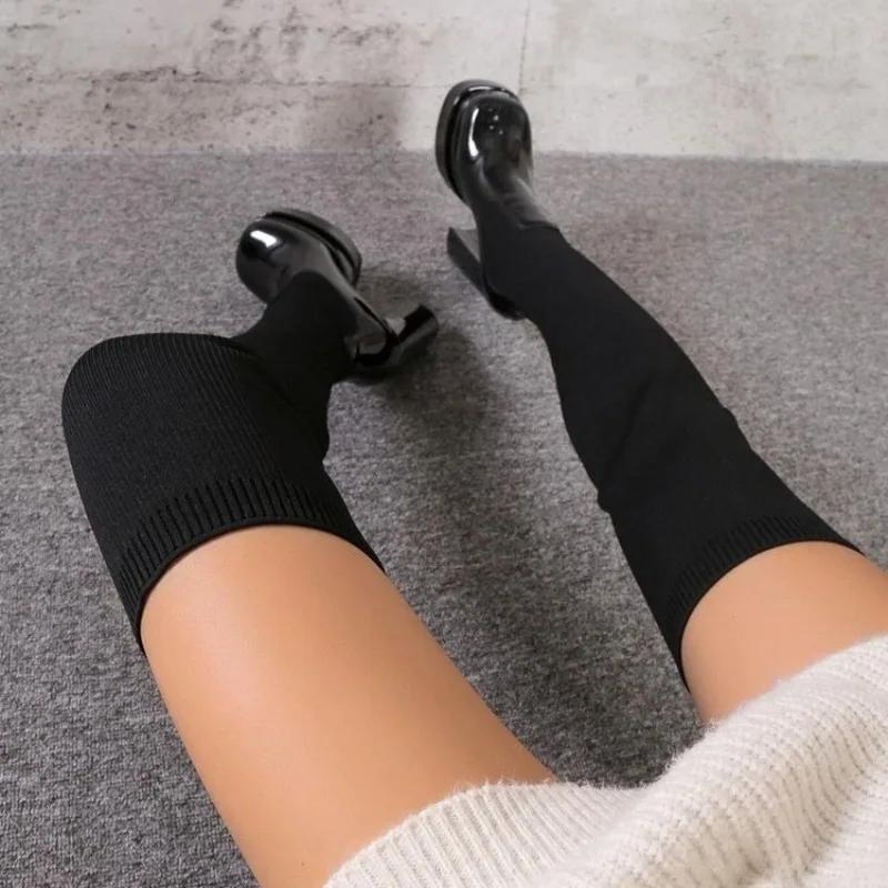 Winter Elastic Slim Over The Knee Boots Women Sexy Platform High Heel Shoes Thigh High Long Booties Zapatos De Mujer