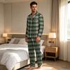 Herren-Karomuster-Pyjamaset mit Knopfleisten-Cardigan und gerader Hose - Entspannte zweiteilige Nachtwäsche für Herren