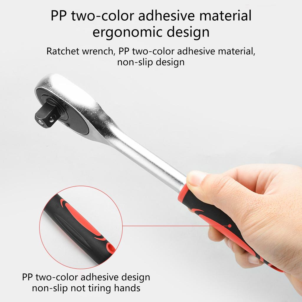 1/4 Inch Drive Ratchet 24-Teeth Quick Released Socket Wrench Handle High Carbon Steel Auto Repair Garage Tool