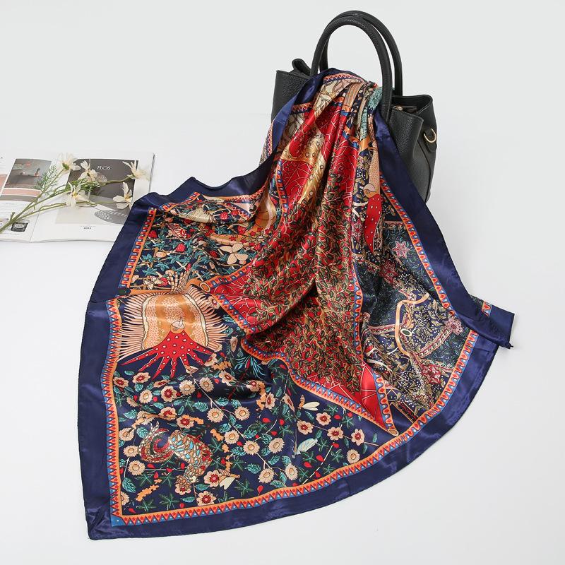 Women's Versatile Silk-Like Satin Scarf, Large Square Shawl for Spring & Autumn