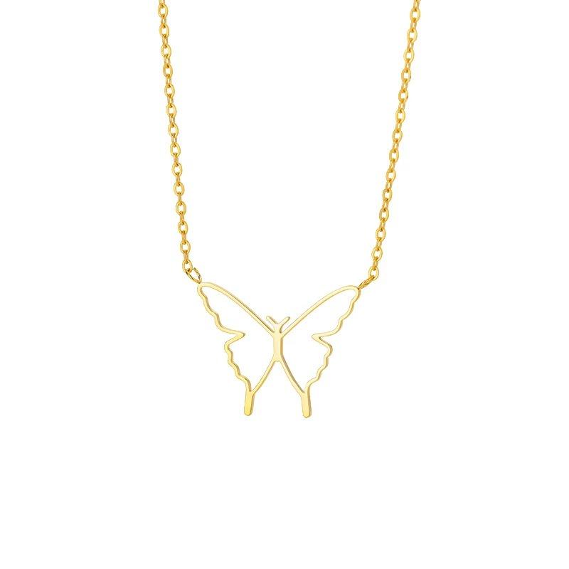 Simple new hollow butterfly pendant k stainless steel butterfly collarbone chain necklace female popular jewelry