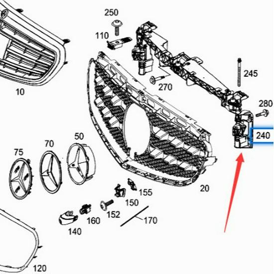 2128801403: Compatible Center Grille Bracket for Mercedes-Benz E-Class W212