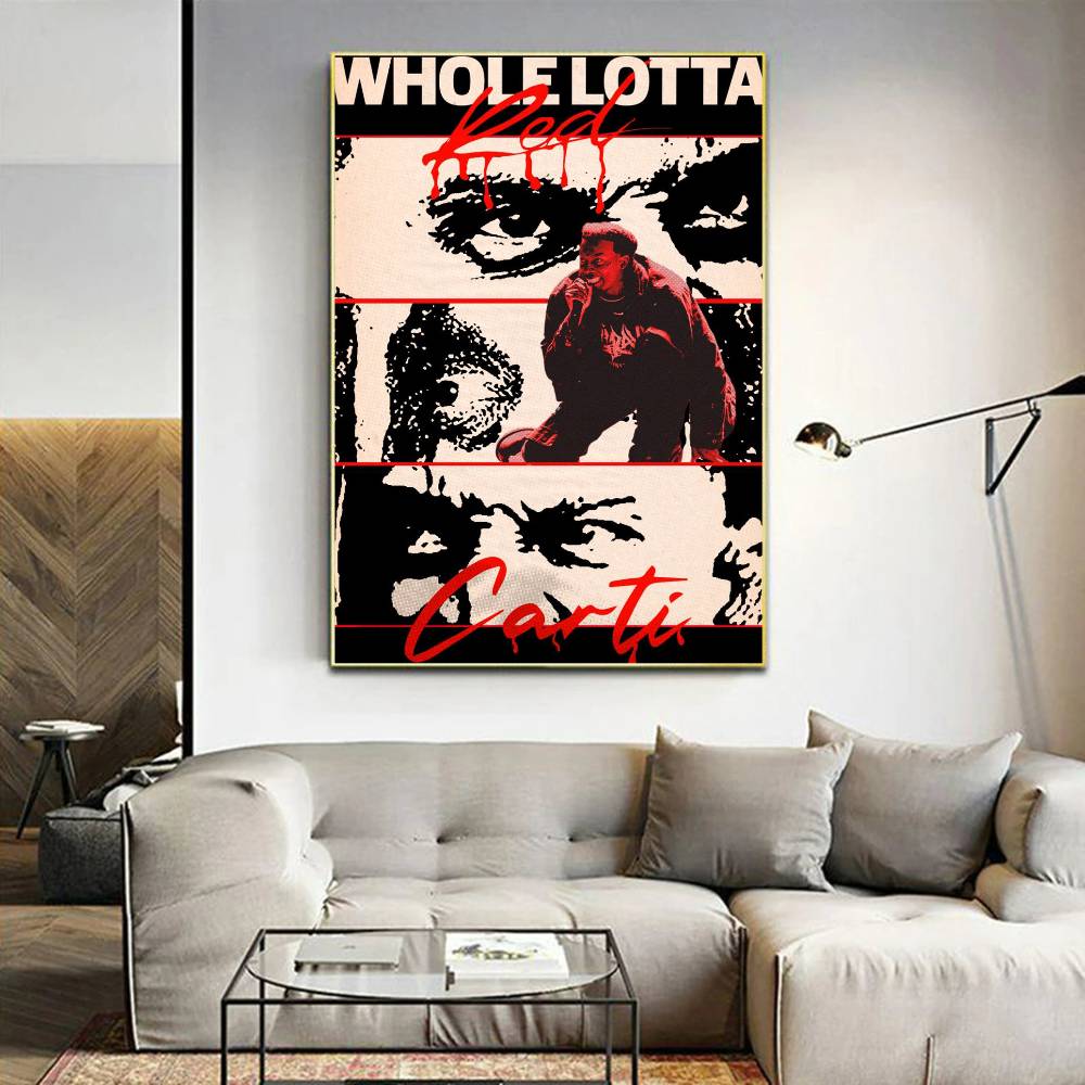 Rapper P-Playboi C-CartiS Poster Artistico Autoadesivo Sticker su Carta Bianca Fai da Te Decorazione Muro Stanza Bar Caffetteria