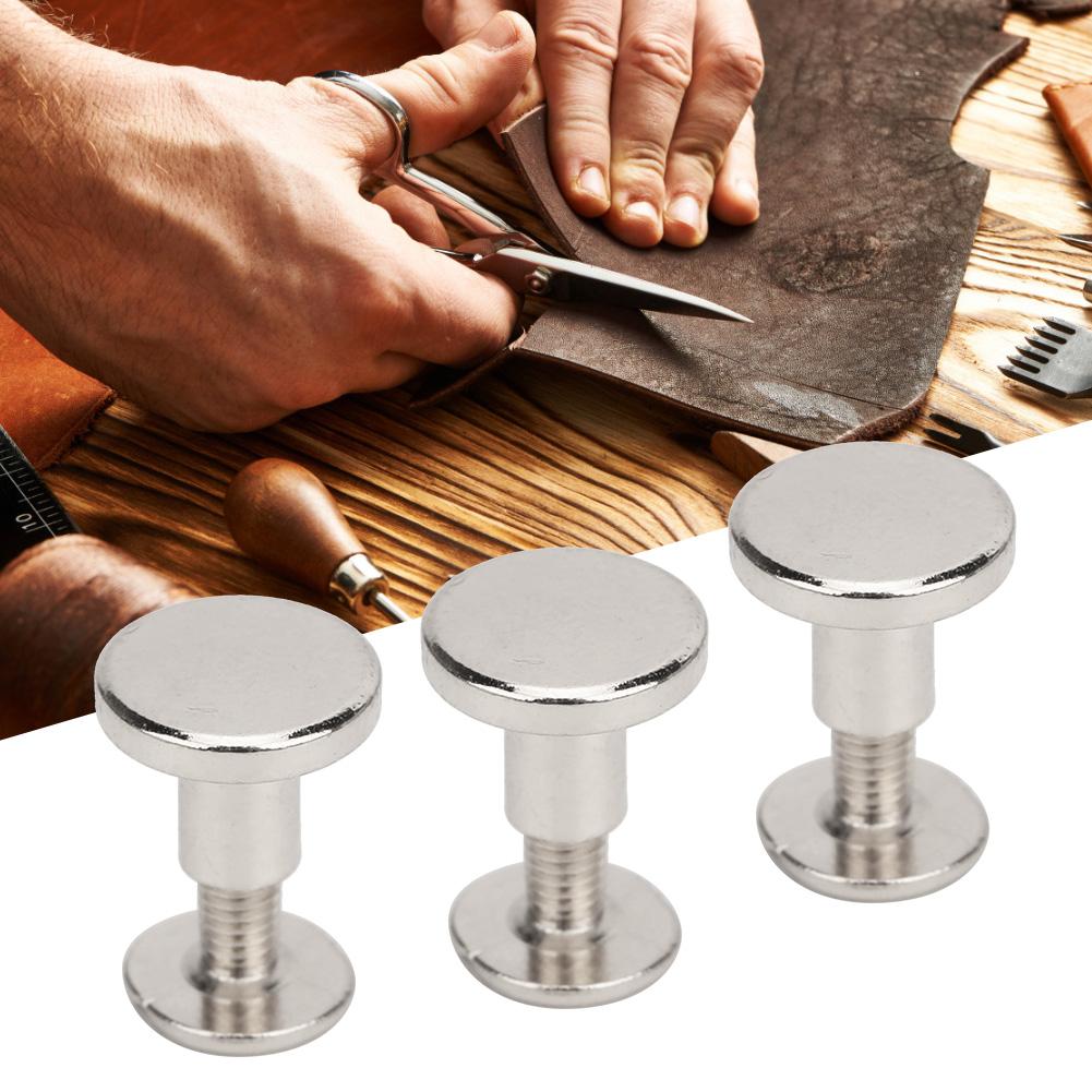 50 Set 8mm Pure Copper Flat Head Rivets Leather Strap Screws Kit for Notebook BindingSilver