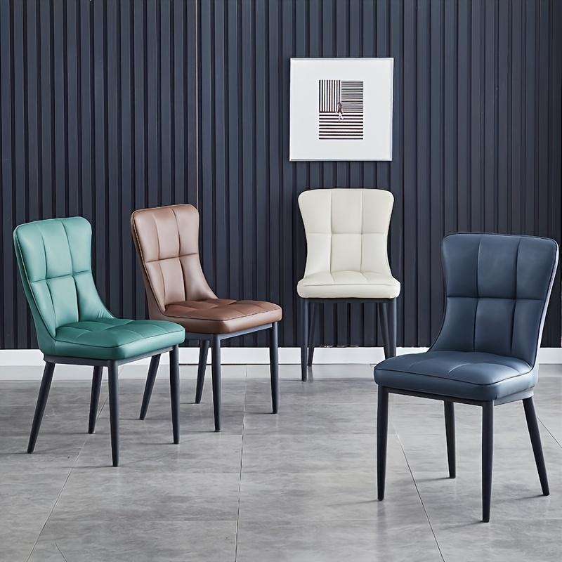 Modern Dining Chair with Soft Cushion and Metal Legs - Stylish Office Single Chair for Dormitory, Available In Green/Blue/Black
