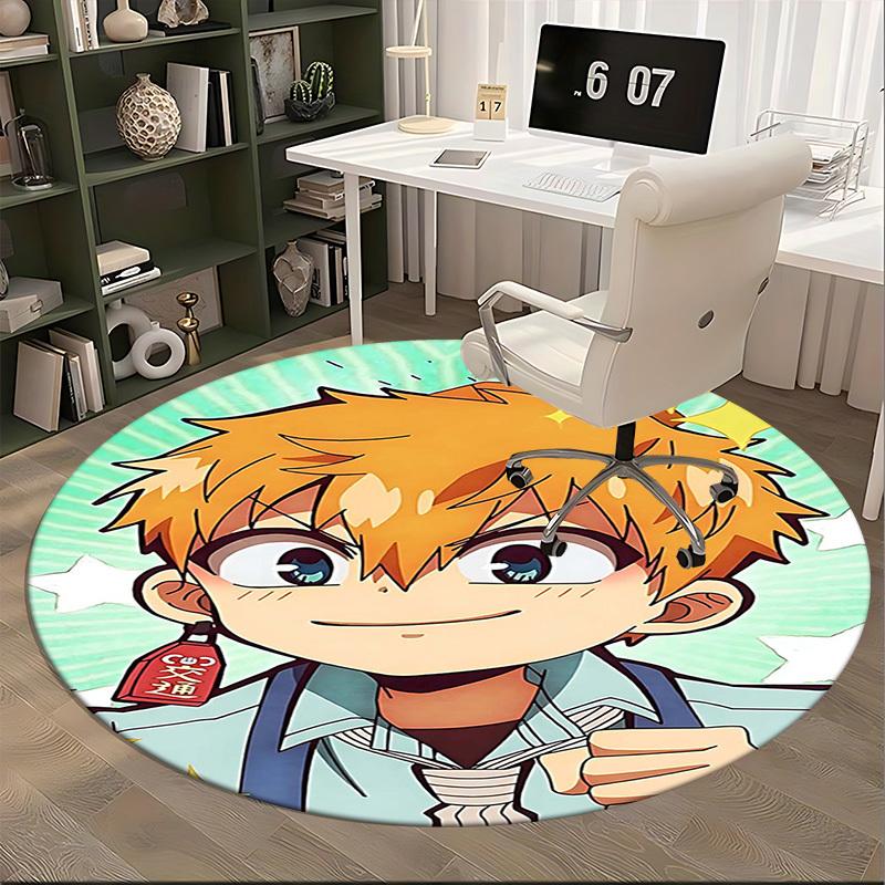 1pc Anime Cartoon Design Round Carpet Office Chair Mat, NonSlip Rug for Home Decor