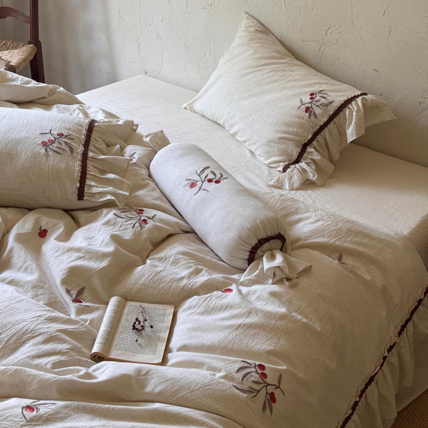 French Retro Embroidered Cotton & Linen