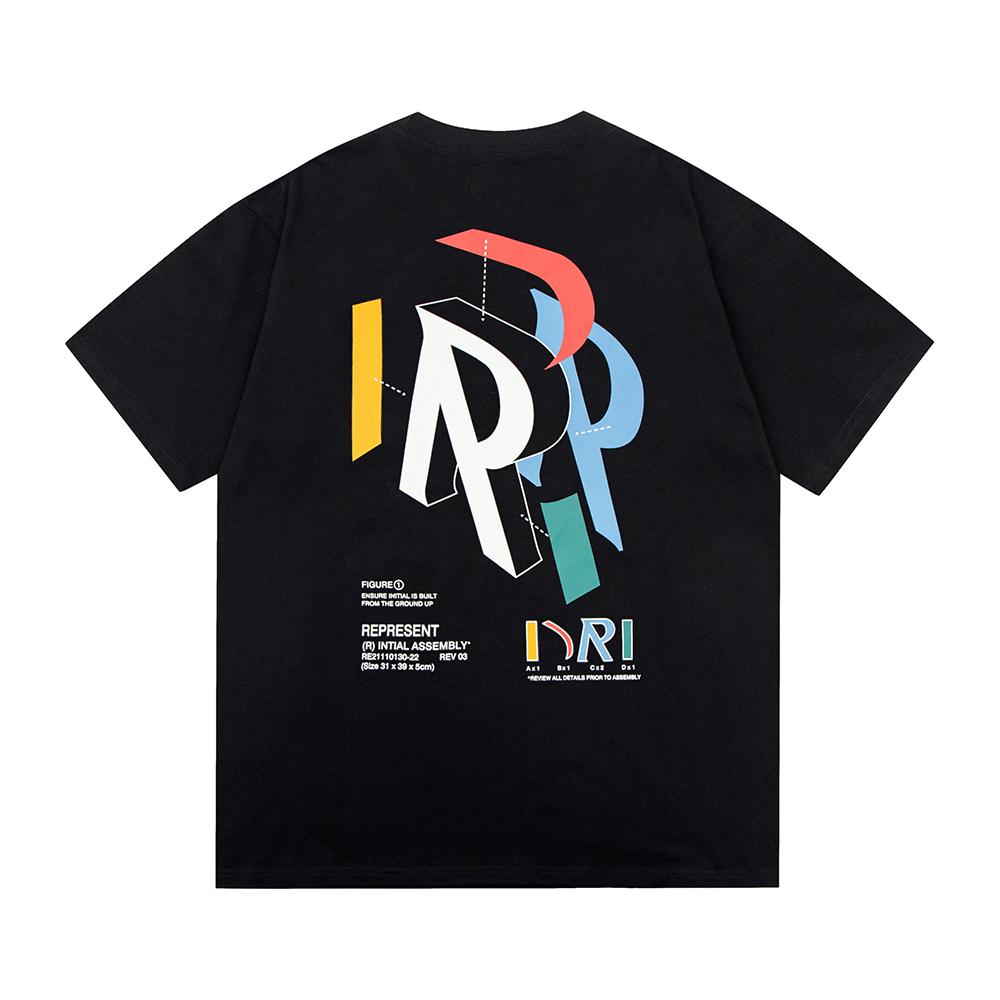 Summer Men s and Women s Represent Initial Assembly Multi-Color R Logo Oversized Tee S