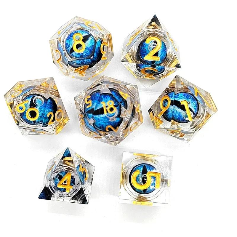 Dragon Eye Dice Set Liquid Core Dice For Dungeons and Dragons Set Digital Dice D&D Board Games Dice for DND RPG Portable Toys