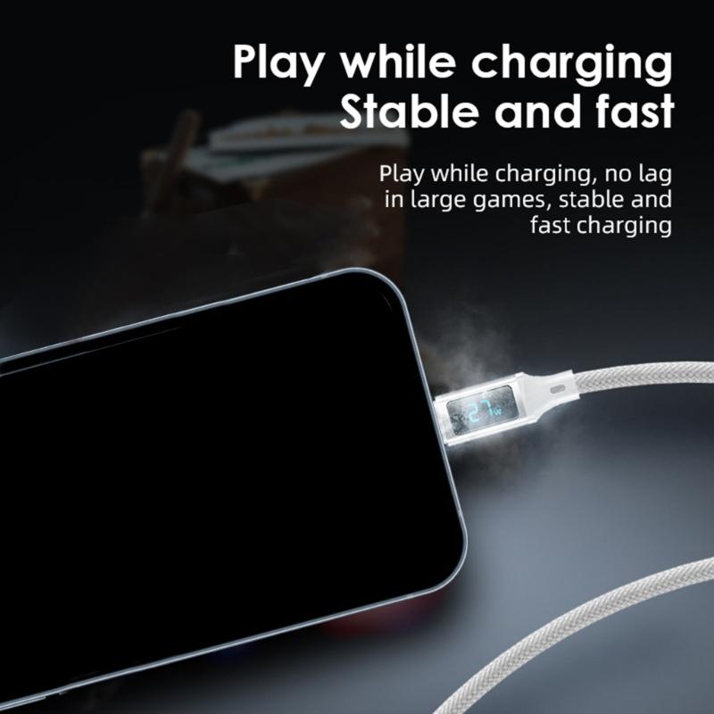 Doppel-Typ-C-Ladekabel 60W Schnellladung Eingebaute Leistungsanzeige Verstärkter Stecker 480 Mbit/s 60W Typ-Kabel