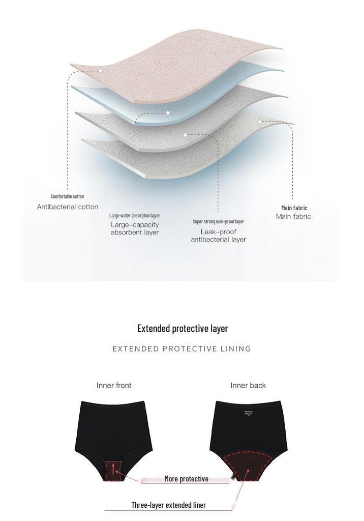Leak-Proof High-Waisted Seamless Menstrual Underwear for Women, Breathable Cotton Crotch, Plus Size Available