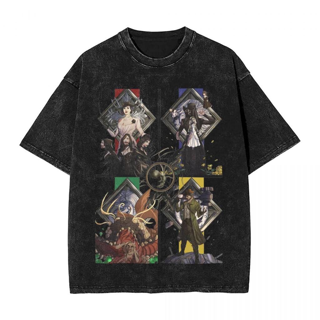 Nightmare Carousel T Shirt Residented Eviled Washed Oversized TShirt Cotton Summer Short Sleeve Tee Shirt Men Women Clothing
