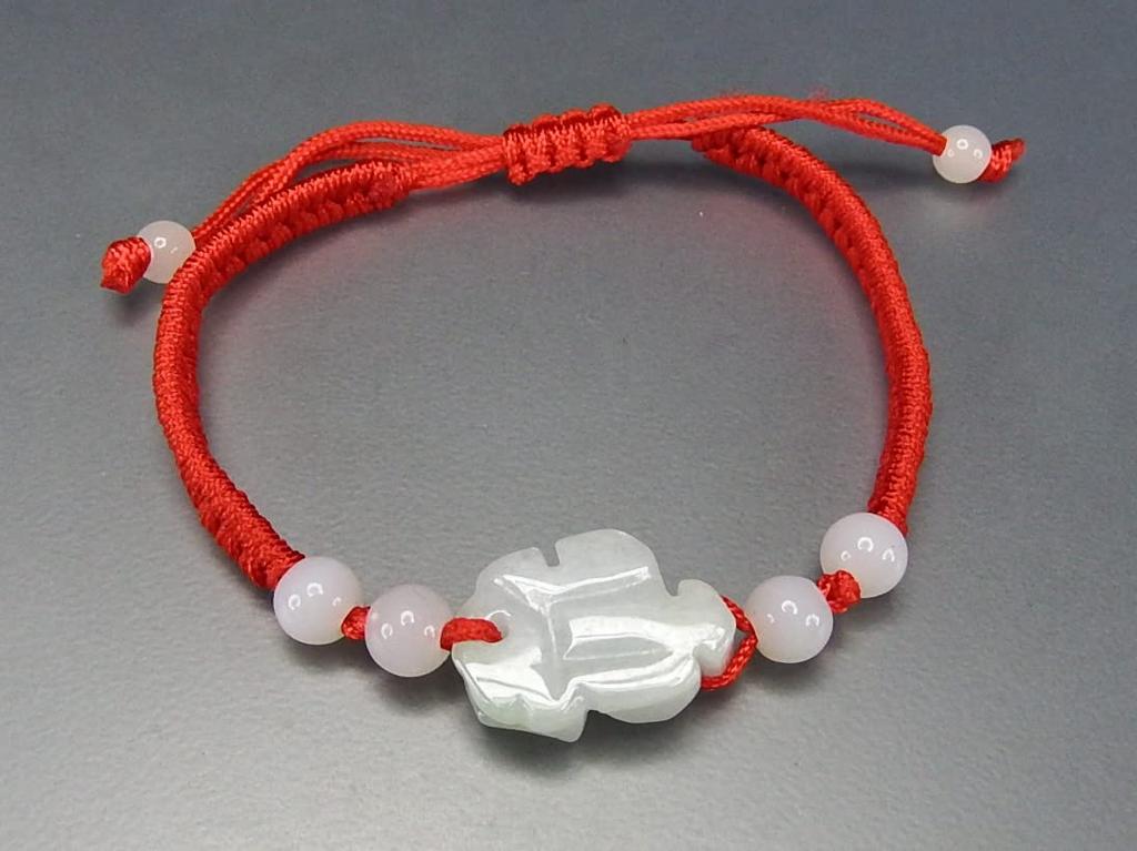 [Stone Town] Jadeite Handwoven Bracelet with Red String, Protective Trivet