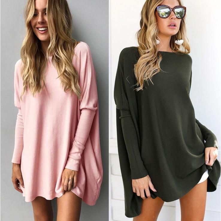 T Sleeves Long Shirt Women Clothing Solid Color Round Neck Breathable Fashion