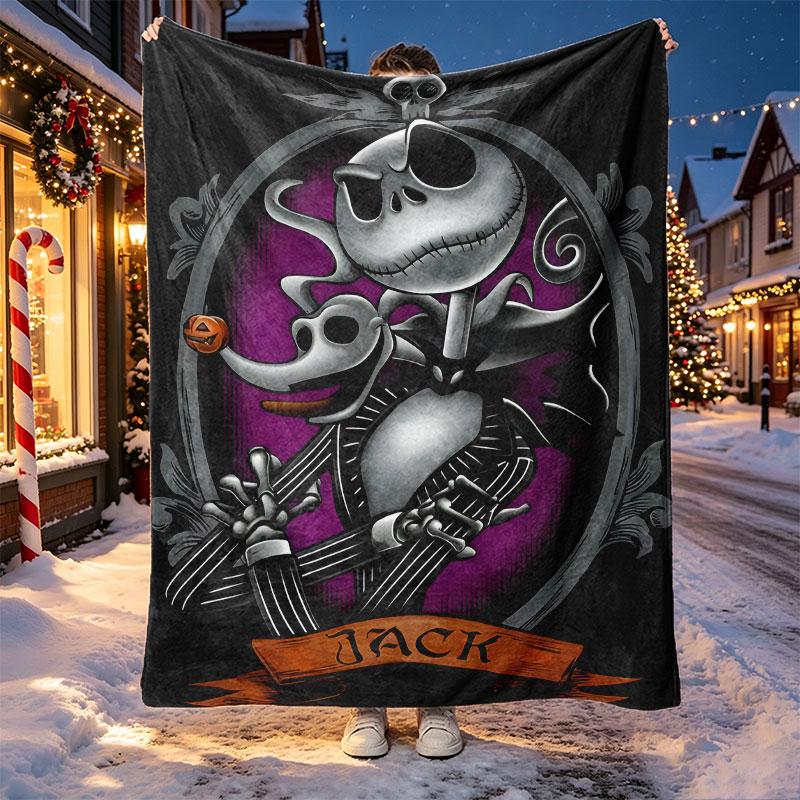 The Nightmare Before Christmas Mønster Tæppe til Boligindretning, Seng, Sofa, Bilrejse, Camping, Velegnet til Alle Årstider, Fødselsdags-Julegave