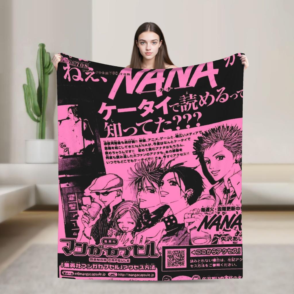 Warm Blanket Travel Nana Osaki Manga Panel collage Throw Blanket  Flannel Bedspread For Couch Chair Fluffy Sofa Bed Cover