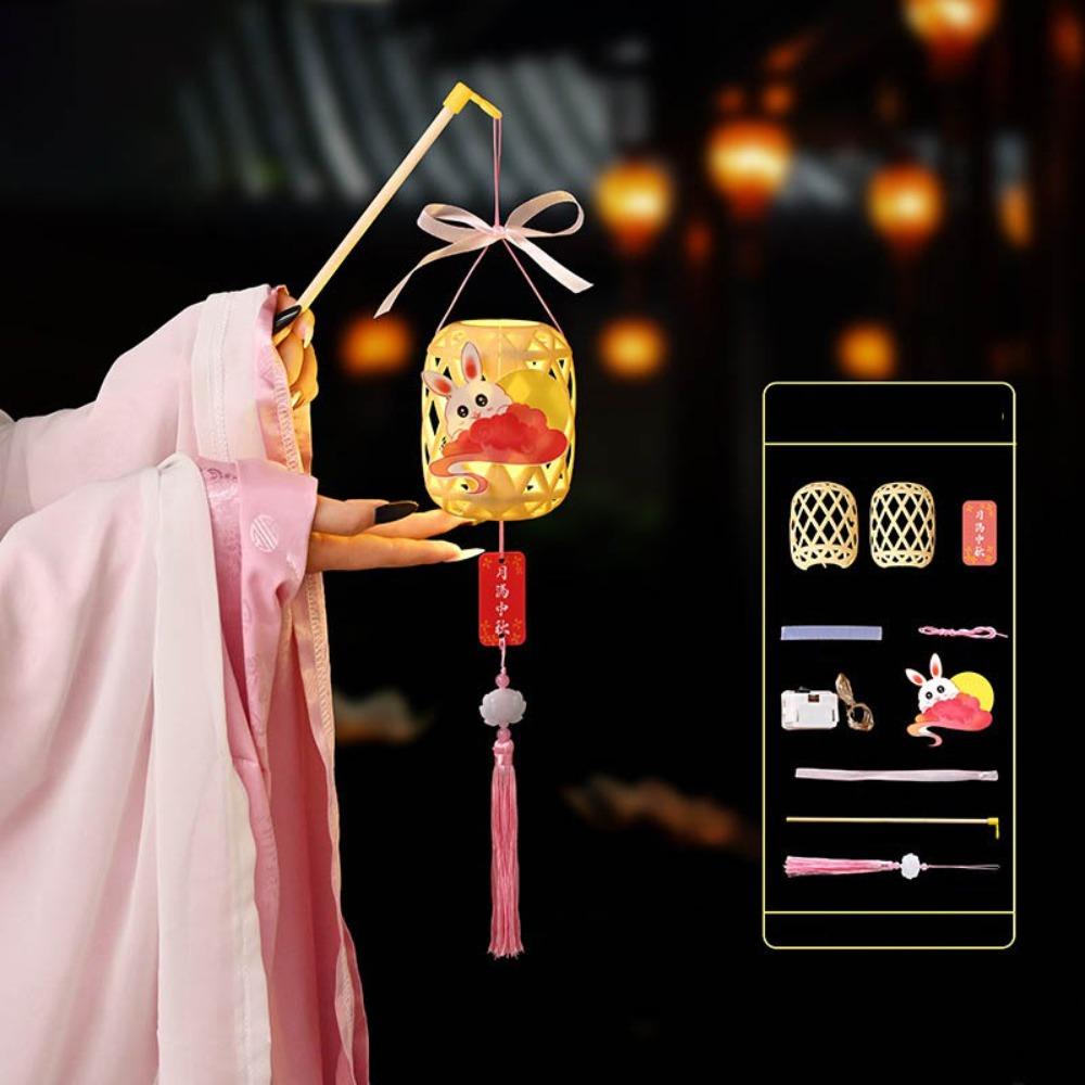 Handmade Children DIY Lantern Material Kit Handcraft Rabbit Handheld Lantern  Outdoor
