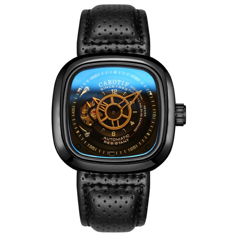 

Carrotive Горячие мужские автоматические механические часы TikTok, полый квадратный большой циферблат