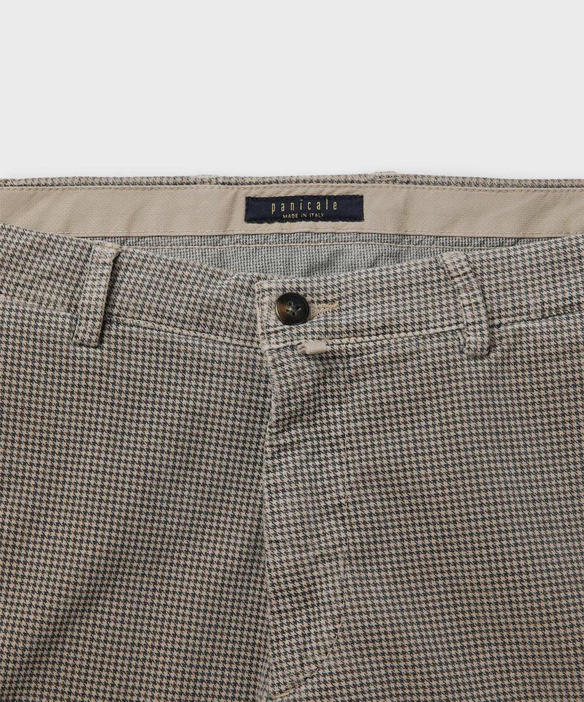 PANICALE Houndstooth Check Slim Fit Cotton Pants [Brown]