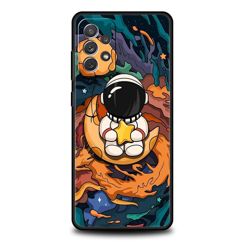 Cartoon Cute Cosmonaut Phone Case for Samsung Galaxy A55 A35 A15 A14 A13 A25 A54 A51 A71 A72 A73 A32 A52 A41 5G Soft TPU Shell