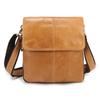 Leather Men's Bag Retro Cowhide Men's Messenger Bag Vertical Solid Color Flip Men's Shoulder Bag