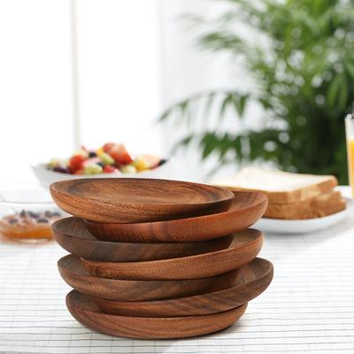 1 Stück Natürliche Holzschale Runder Teller Servierplatte Holz Snack Dessertteller Langlebig Robust Snacks Essen Retro Utensilien