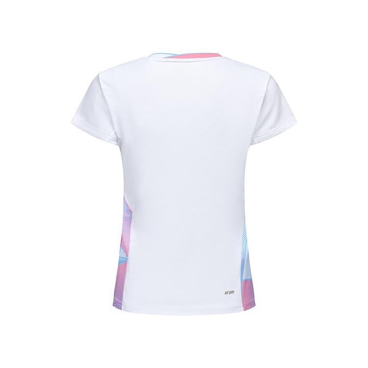 Li Ning Badminton Series Quick-Dry Cool Straight-Cut Short Sleeve T-Shirt Women Tops White AAYU128-2