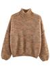 Autumn Winter Floral Yarn Chunky Knit High Neck Sweater - Women's Loose Fit