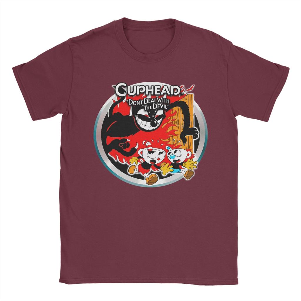 Cuphead Mugman Dynamic Duo 100 Cotton TShirt For Mens Summer Y2K Comfortable Harajuku Tees Oversize Custom Logo Clothing