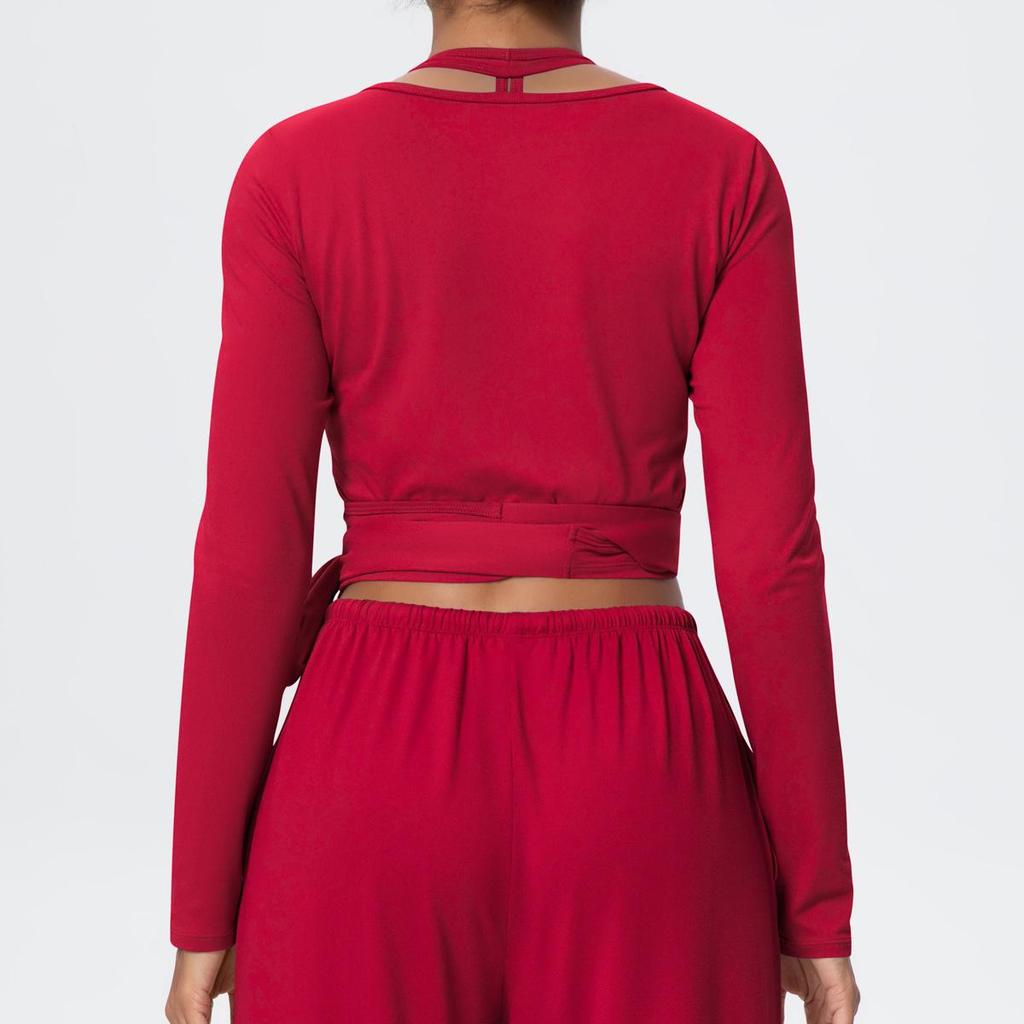 European Fashion Nude Feel Long Sleeve Bandage Yoga Suit for Women